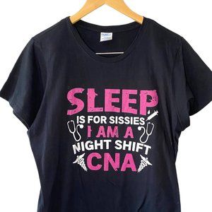 Port & Company CNA Black and Pink Short Sleeve Crew Neck Tee Shirt Size XL